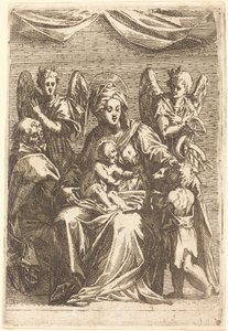 İki Melekli Kutsal Aile by Jacques Callot