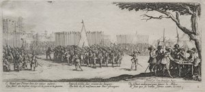Savaşın Büyük Sefaletleri: Birliklerin Kaydedilmesi, 1633. by Jacques Callot