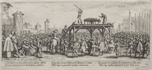Savaşın Büyük Sefaletleri: Tekerlek Üzerinde Yürütme by Jacques Callot