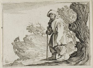 Kaprislerden Çantasını Taşıyan Köylü by Jacques Callot