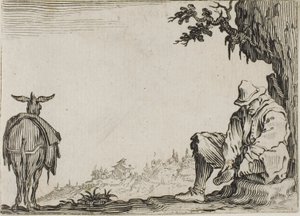 Kaprislerden Pabuçlarını Çıkaran Köylü by Jacques Callot