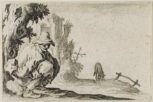 Kaprislerden Köylü Çömelmesi by Jacques Callot