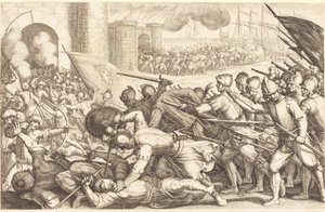Bir Kasabanın Kapısını Zorlayan Birlikler by Jacques Callot