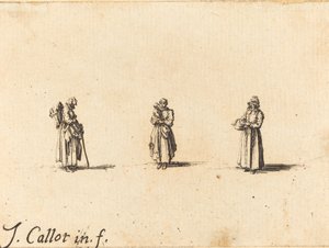 Üç Kadın, Biri Çocuk Tutuyor by Jacques Callot