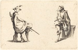 İki Oturan Figür by Jacques Callot