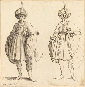 Tüylü Sarık Giyinmiş İki Türk by Jacques Callot