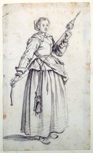 Mili olan kadın (kağıt üzerinde siyah tebeşir) by Jacques Callot