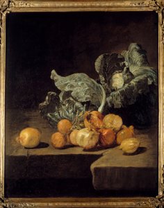 Natürmort, lahana ve soğan Boyama Jacques Charles Oudry (1720-1778) by Jacques Charles Oudry