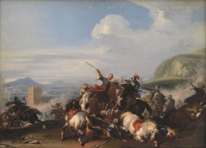Türk Süvarileri ile Savaş Sahnesi by Jacques Courtois