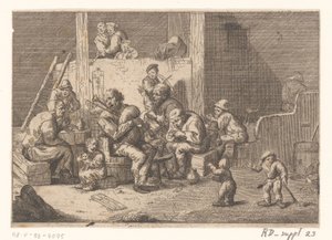 Gayda ve keman çalar ve iki şarkıcı ile iç by Jacques Dassonville