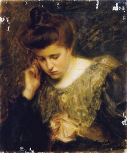 Bir kadının okuma çalışması by Jacques Emile Blanche