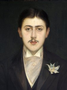 Fransız yazar Marcel Proust'un (1871-1922) portresinin detayı. Jacques Emile (Jacques-Emile) Blanche (1861-1942), Tuval Üzerine Yağlıboya Tablo by Jacques Emile Blanche