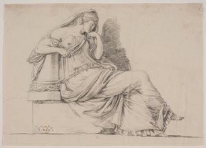 alegori yas tutan kadın figürü by Jacques Francois Joseph Saly