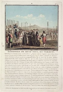Henri II (1519-59), Jean Baptiste Morret (fl.1790-1820) tarafından oyulmuş Metz, Toul ve Verdun (1552) anahtarlarını alır, 1790 (renkli taş)