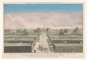 Saint Petersburg şehri yakınlarındaki Bestoucheff Kontesi'nin kır evinin bahçesinin görünümü Maison de plaisance de la comtesse de Bestoucheff (nesnenin başlığı) by Jacques Gabriel Huquier