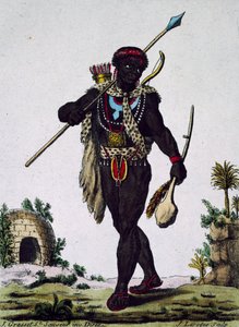 Namaquas kabilesinden adam, Afrika, Ansiklopedi yolculuklarından gravür by Jacques Grasset de Saint Sauveur