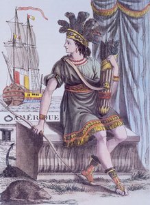 Bir Amerika alegorisini betimleyen Jacques Grasset de Saint-Sauveur