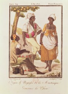 Lachuassee tarafından oyulmuş, Martinik 'la Chica' Dans Eden siyahi erkek ve kadın, 1805