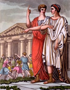 Roma'daki Ofis Adayının Kostümü, 'L'Antique Rome'dan bir yaprak, Labrousse tarafından oyulmuş, pub. 1796 by Jacques Grasset de Saint Sauveur