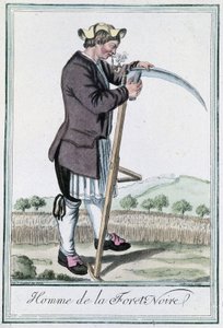 Kara Orman Adamı, hasat için sahtesini bileme - in”” “Seyahatler Ansiklopedisi””, Grasset St Sauveur, ed. Deroy, Paris by Jacques Grasset de Saint Sauveur