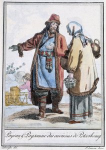 Petersburg Köylü ve Köylü - Grasset St Sauveur tarafından “” Seyahat Ansiklopedisi”nde, ed. 1796 by Jacques Grasset de Saint Sauveur