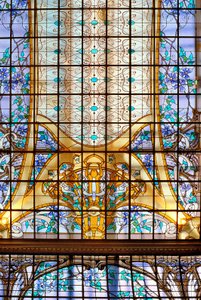 Nancy (bölüm 54), Art Nouveau, “” La verriere aux Clematites “” (1901), Vitray, Jacques Grube (1870-1936), Credit Lyonnais, rue St Georges