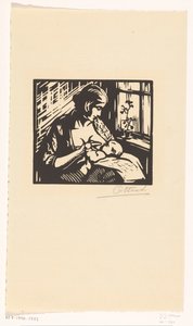 Bir çocuğu emziren kadın by Jacques Jeichienus Ottens (signed by artist)