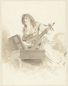 Bayan gitar çalıyor Bayan bir gitar ile