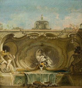 Çeşme Tasarımı. Naiad ve Putto, c. 1740. by Jacques Lajoue de