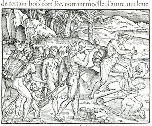 Theodor de Bry (1525-75) tarafından kazınmış, Avdan Sonra Ateş Yakan Kızılderili Yerlileri by Jacques Le Moyne