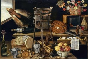 Die fünf Sinne und die vier Elemente (Beş duyu ve dört element). 1627