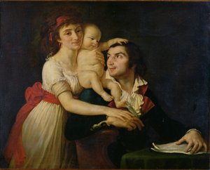 Camille Desmoulins (1760-94) karısı Lucile (1771-94) ve oğulları Horace-Camille (1792-1825) c.1792 (tuval üzerine yağlı boya) by Jacques Louis (workshop of) David