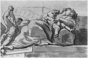 Veba bölümü (kağıt üzerinde kalem ve Hint mürekkebi yıkama) by Jacques Louis David