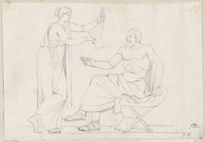 Sokrates ve Diotime by Jacques Louis David