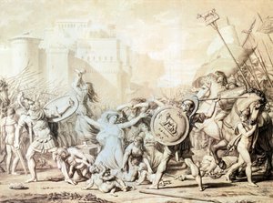 Sabine Kadınlara Tecavüz Çalışması (kalem, mürekkep, suluboya ve karakalem) by Jacques Louis David