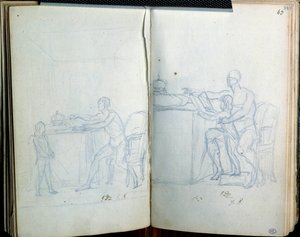 Louis XVI ve yunusun portresi için çalışma. Jacques Louis David