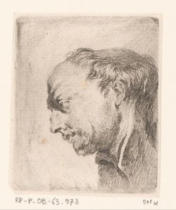 Hoofd van een kalende adam Çeşitli karalamalar ve gravür kanıtlarının toplanması (...) (seri başlığı) by Jacques Philippe Le Bas
