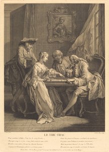 Le tric-trac by Jacques Philippe Le Bas after Charles Eisen