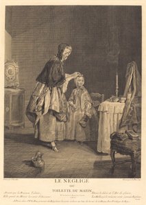 İhmal veya sabah tuvaleti by Jacques Philippe Le Bas after Jean Siméon Chardin