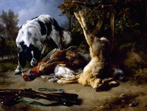 Bir Natürmort Ölü Oyun ile Spaniel, 1837
