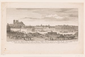Gezicht op Parijs van de Notre Dame tot de Pont de la Tournelle Notre-Dame'den Pont de la Tournelle'ye Paris manzarası (...) Quai de Miramion'dan alınmıştır (nesne üzerindeki başlık) by Jacques Rigaud