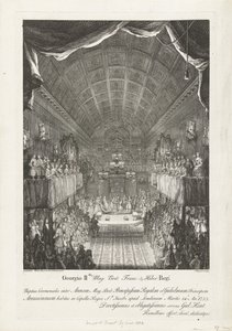 Howelijk van Willem IV, prensesler Anna ile tanıştı, 1734 George IIdo Mag: Brit: Frank: & Hiber. Anne (...) ve William (...) arasında 14 Salı günü Tören Düğünü: Ano: 1733 (...) (nesnedeki başlık) by Jacques Rigaud