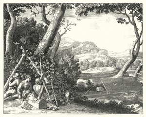 Kuşları yakalamak (gravür) by Jacques Stella