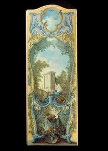 Mobilya: Jacques de Lajoue (1686-1761) tarafından maroufle kağıdına boyama ekranı 18. yüzyıl by Jacques de Lajoüe