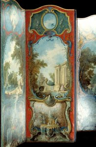 Mobilya: Jacques de Lajoue (1686-1761) tarafından maroufle kağıdına boyama ekranı 18. yüzyıl by Jacques de Lajoüe