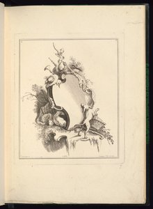 Pastoral Motifli Bir Kartuş için Tasarım by Jacques de Lajoüe