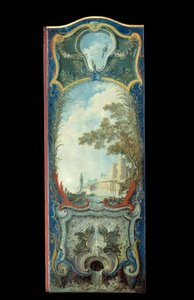 Mobilya: Jacques de Lajoue (1686-1761) tarafından maroufle kağıdına boyama ekranı 18. yüzyıl by Jacques de Lajoüe