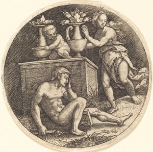 Sunağın Önünde Uyuyan Gençlik by Jakob Binck