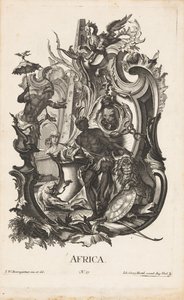 Afrika kıtasının kişileştirilmesiyle Rocaille Afrika (nesne üzerindeki başlık) Dört kıta (dizi adı) by Jakob Gottlieb Thelott