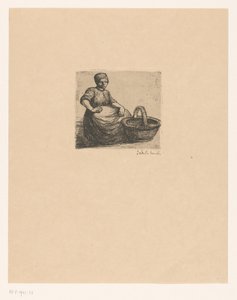 çiftçi, ile, sepet Tereyağı çiftçisi (nesne üzerindeki başlık) by Jakob Smits (signed by artist)